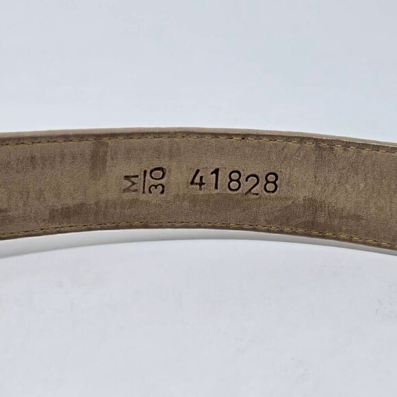 BRIGHTON CREAM TAN CROC LEATHER SILVER WESTERN BUCKLE WOMENS SIZE 30 M 1" WIDE - Picture 5 of 6